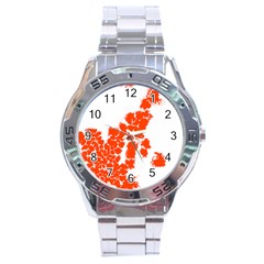 Red Spot Paint Stainless Steel Analogue Watch by Mariart