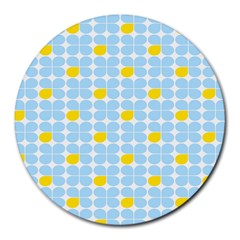 Retro Stig Lindberg Vintage Posters Yellow Blue Round Mousepads by Mariart