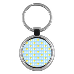 Retro Stig Lindberg Vintage Posters Yellow Blue Key Chains (round)  by Mariart