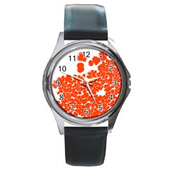 Red Spot Paint White Polka Round Metal Watch