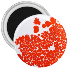 Red Spot Paint White Polka 3  Magnets