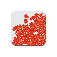 Red Spot Paint White Polka Rubber Coaster (square)  by Mariart