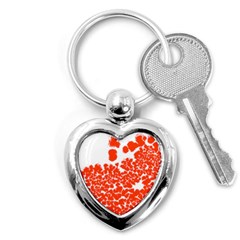 Red Spot Paint White Polka Key Chains (heart)  by Mariart