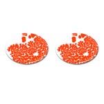 Red Spot Paint White Polka Cufflinks (Oval) Front(Pair)