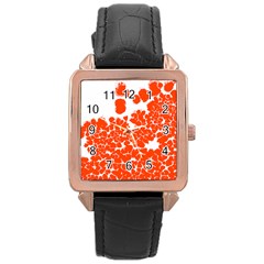 Red Spot Paint White Polka Rose Gold Leather Watch  by Mariart