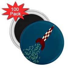 Rocket Ship Space Blue Sky Red White Fly 2 25  Magnets (100 Pack)  by Mariart