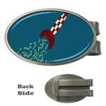 Rocket Ship Space Blue Sky Red White Fly Money Clips (Oval)  Front