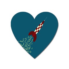 Rocket Ship Space Blue Sky Red White Fly Heart Magnet by Mariart