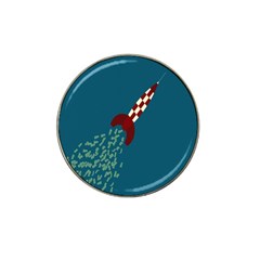 Rocket Ship Space Blue Sky Red White Fly Hat Clip Ball Marker (4 Pack) by Mariart