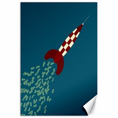 Rocket Ship Space Blue Sky Red White Fly Canvas 20  X 30   by Mariart