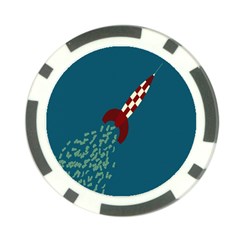 Rocket Ship Space Blue Sky Red White Fly Poker Chip Card Guard by Mariart