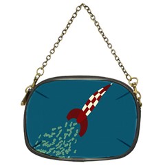 Rocket Ship Space Blue Sky Red White Fly Chain Purses (one Side)  by Mariart