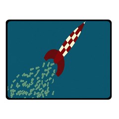 Rocket Ship Space Blue Sky Red White Fly Fleece Blanket (small) by Mariart