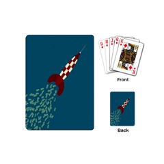 Rocket Ship Space Blue Sky Red White Fly Playing Cards (mini) 