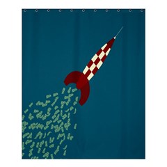 Rocket Ship Space Blue Sky Red White Fly Shower Curtain 60  X 72  (medium)  by Mariart