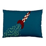 Rocket Ship Space Blue Sky Red White Fly Pillow Case (Two Sides) Front