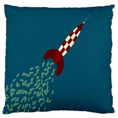 Rocket Ship Space Blue Sky Red White Fly Large Cushion Case (two Sides) by Mariart