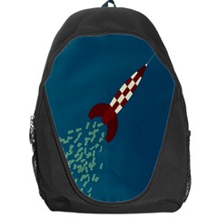 Rocket Ship Space Blue Sky Red White Fly Backpack Bag by Mariart