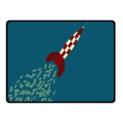 Rocket Ship Space Blue Sky Red White Fly Double Sided Fleece Blanket (small)  by Mariart