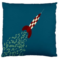 Rocket Ship Space Blue Sky Red White Fly Standard Flano Cushion Case (one Side) by Mariart