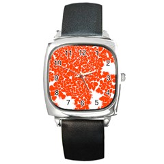 Red Spot Paint White Square Metal Watch by Mariart