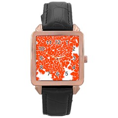 Red Spot Paint White Rose Gold Leather Watch  by Mariart