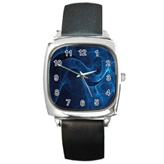 Smoke White Blue Square Metal Watch by Mariart