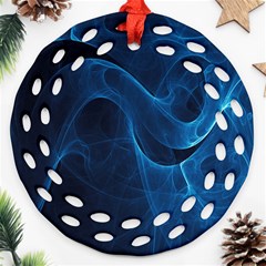 Smoke White Blue Ornament (round Filigree) by Mariart