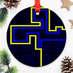 Tron Light Walls Arcade Style Line Yellow Blue Ornament (round)