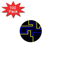 Tron Light Walls Arcade Style Line Yellow Blue 1  Mini Buttons (100 Pack) 