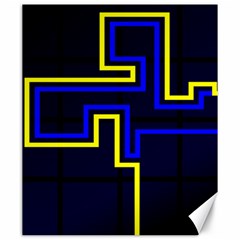 Tron Light Walls Arcade Style Line Yellow Blue Canvas 20  X 24   by Mariart