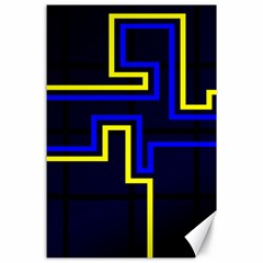 Tron Light Walls Arcade Style Line Yellow Blue Canvas 24  X 36  by Mariart