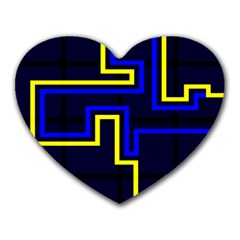 Tron Light Walls Arcade Style Line Yellow Blue Heart Mousepads by Mariart