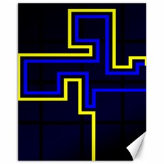 Tron Light Walls Arcade Style Line Yellow Blue Canvas 11  X 14   by Mariart