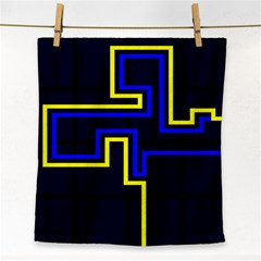 Tron Light Walls Arcade Style Line Yellow Blue Face Towel by Mariart