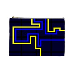 Tron Light Walls Arcade Style Line Yellow Blue Cosmetic Bag (large)  by Mariart