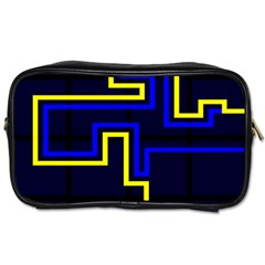 Tron Light Walls Arcade Style Line Yellow Blue Toiletries Bags 2-side by Mariart