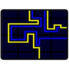 Tron Light Walls Arcade Style Line Yellow Blue Fleece Blanket (large)  by Mariart