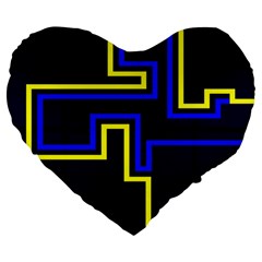 Tron Light Walls Arcade Style Line Yellow Blue Large 19  Premium Heart Shape Cushions by Mariart