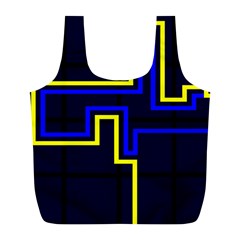 Tron Light Walls Arcade Style Line Yellow Blue Full Print Recycle Bags (l)  by Mariart