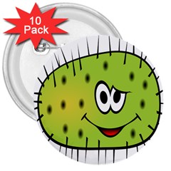 Thorn Face Mask Animals Monster Green Polka 3  Buttons (10 Pack)  by Mariart