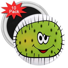 Thorn Face Mask Animals Monster Green Polka 3  Magnets (10 Pack)  by Mariart