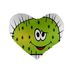 Thorn Face Mask Animals Monster Green Polka Standard 16  Premium Heart Shape Cushions by Mariart