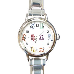 Twelve Signs Zodiac Color Star Round Italian Charm Watch