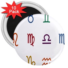 Twelve Signs Zodiac Color Star 3  Magnets (10 Pack)  by Mariart