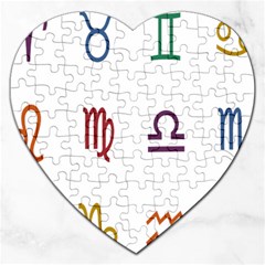 Twelve Signs Zodiac Color Star Jigsaw Puzzle (heart) by Mariart