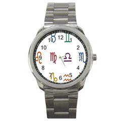 Twelve Signs Zodiac Color Star Sport Metal Watch by Mariart