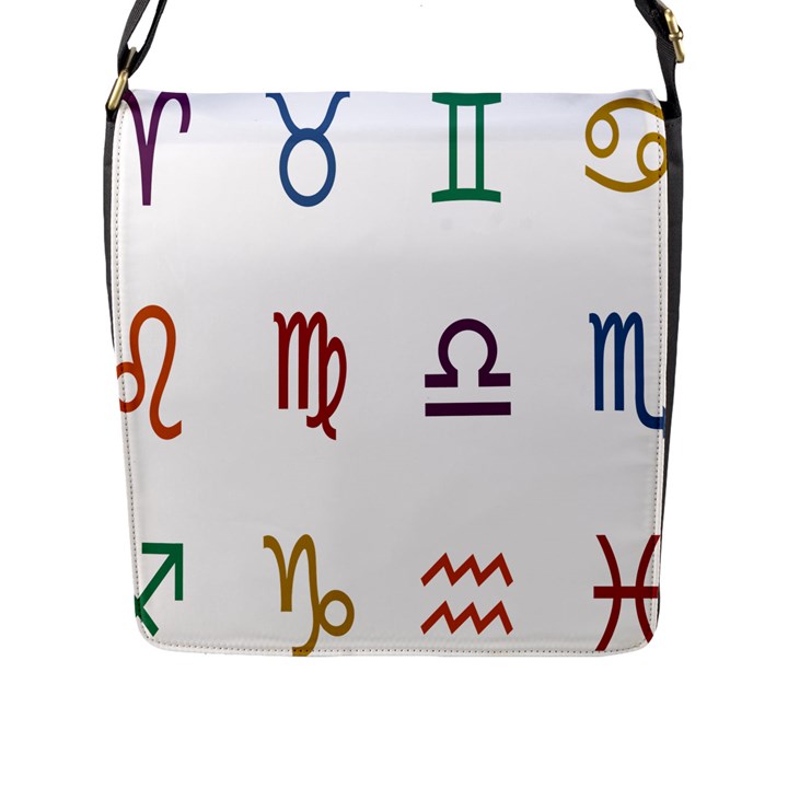 Twelve Signs Zodiac Color Star Flap Messenger Bag (L) 