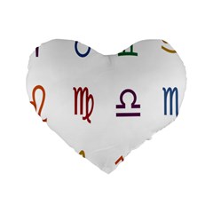 Twelve Signs Zodiac Color Star Standard 16  Premium Flano Heart Shape Cushions by Mariart