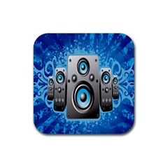 Sound System Music Disco Party Rubber Coaster (square)  by Mariart